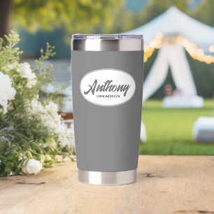 Botella Aislada Groomsman Boda con estilo gris oscuro