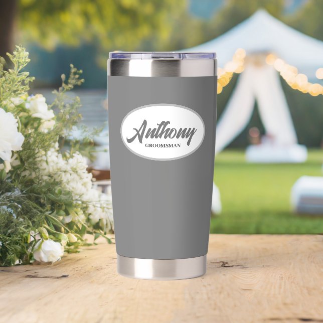 Botella Aislada Groomsman Boda con estilo gris oscuro (Boda (girado))