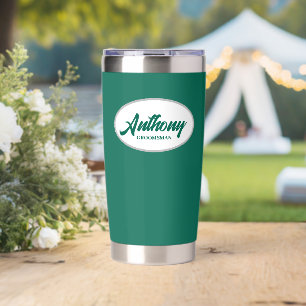Botella Aislada Groomsman Boda con estilo verde esmeralda