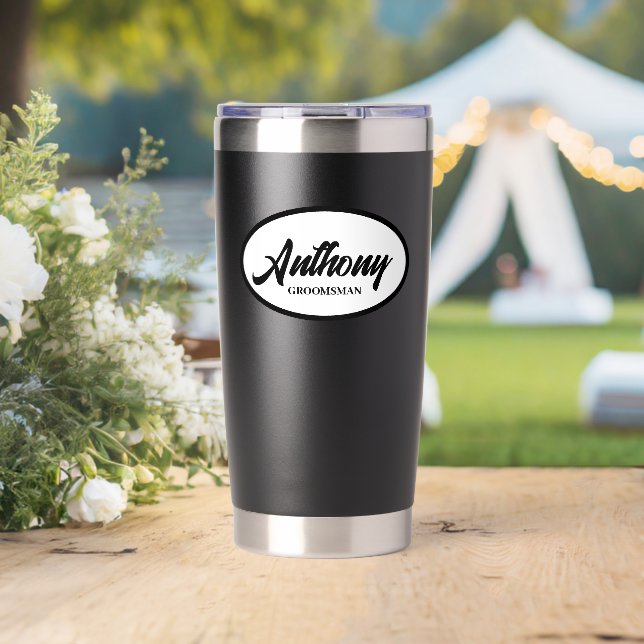 Botella Aislada Groomsman de Boda con estilo negro (Boda (girado))