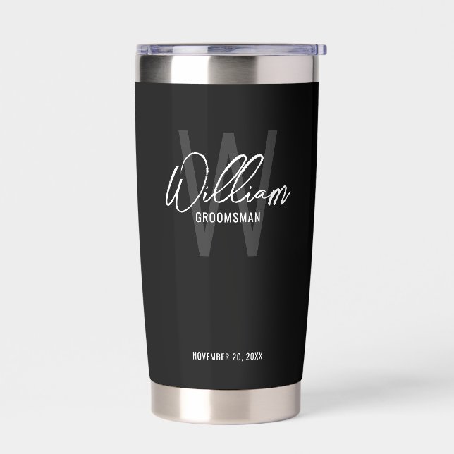 Botella Aislada Groomsmen personalizado de escritura moderna (Izquierdo)