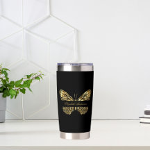 Guión de nombre elegante de oro negro de mariposa