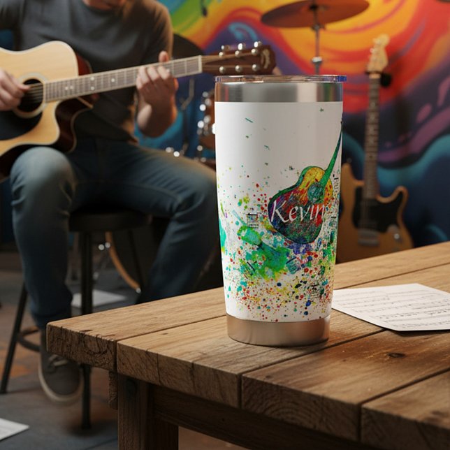 Botella Aislada Guitarra y acordes salpican de forma personalizada (Subido por el creador)