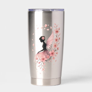 Botella Aislada Hada Rosa con Flores de Sakura