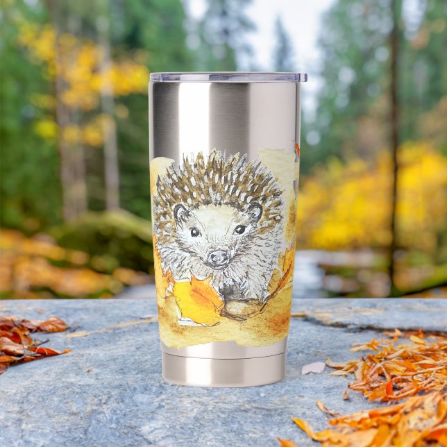 Botella Aislada Hedgehog In Fall Leaves (Exterior)