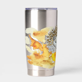 Botella Aislada Hedgehog In Fall Leaves