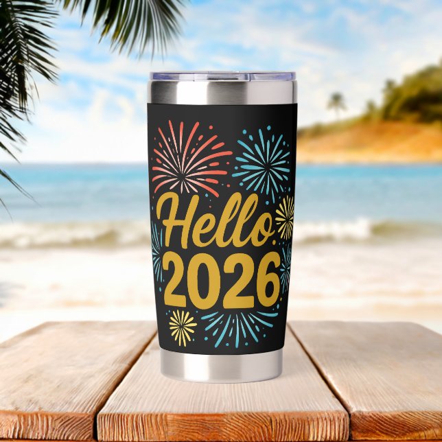 Botella Aislada Hello 2026 Fireworks (Playa (girada))