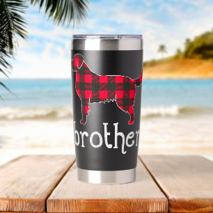 Botella Aislada Hermano de Cuadros Rojos Labrador Navidad Familia