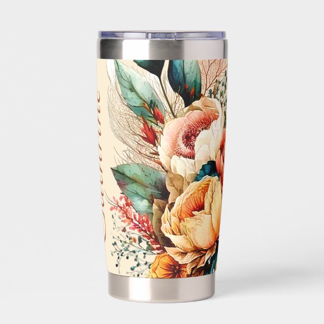 Botella Aislada Hermoso ramo boho de otoño personalizado (Detrás)