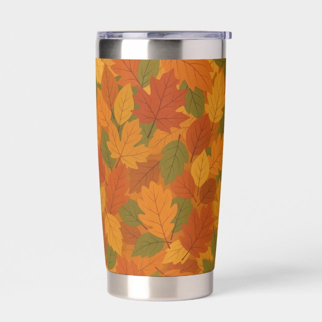 Botella Aislada Hojas clásicas de otoño con patrón (Izquierdo)