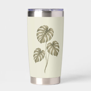 Botella Aislada Hojas de Monstera verdes vintage