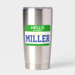 Botella Aislada Hola Mi Nombre Es Kids Nametag Colorful Preppy Fun