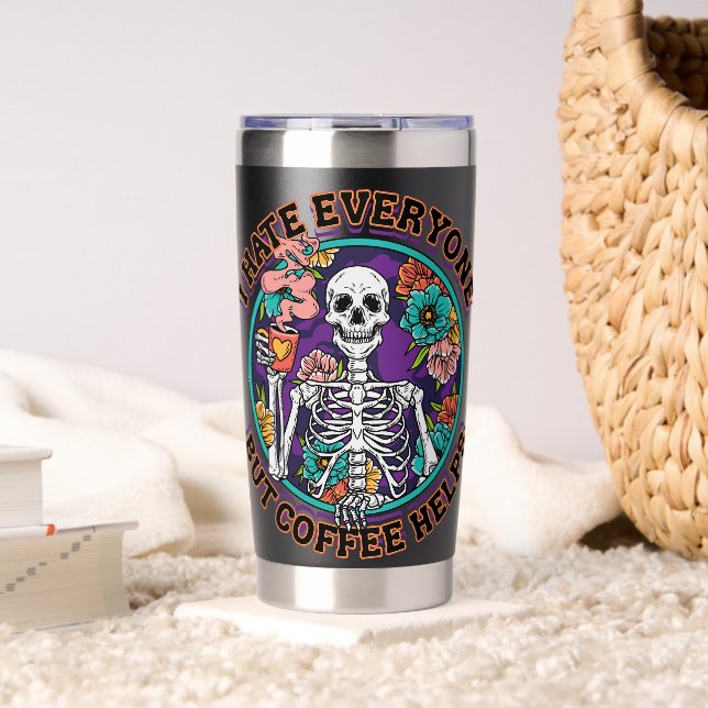 Botella Aislada I Hate Everyone Coffee Helps Coffee Lover Gifts  (Sala de estar (girado))