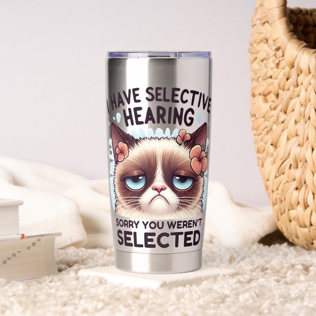 Botella Aislada I Have Selective Hearing Funny Cat Lover Gift  (Sala de estar (girado))