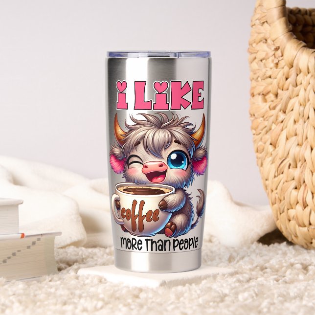 Botella Aislada I Like Coffee More Than People  (Sala de estar (girado))