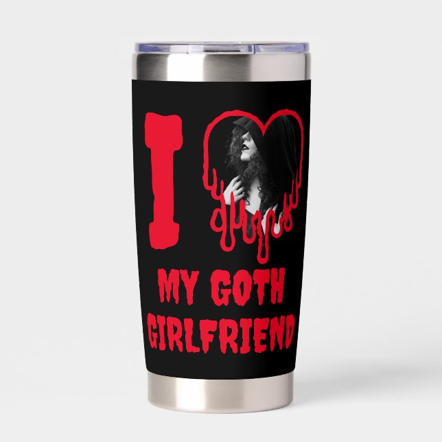Botella Aislada I Love My Goth Girlfriend Dripping Red Heart Photo (Frente)