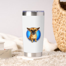Botella Aislada Ilustración de perro lindo Taza de viaje de acero 
