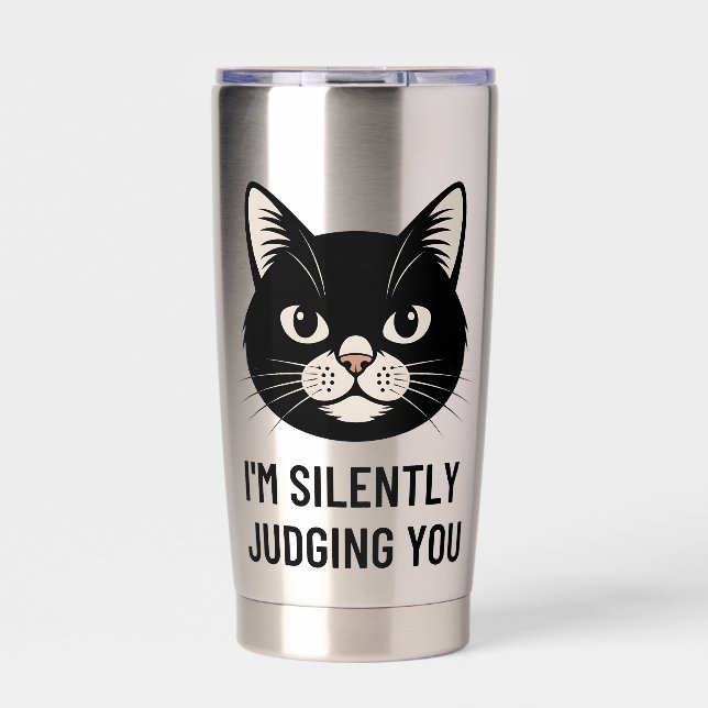 Botella Aislada I'm Silently Judging You Funny Black Cat Sarcastic (Frente)