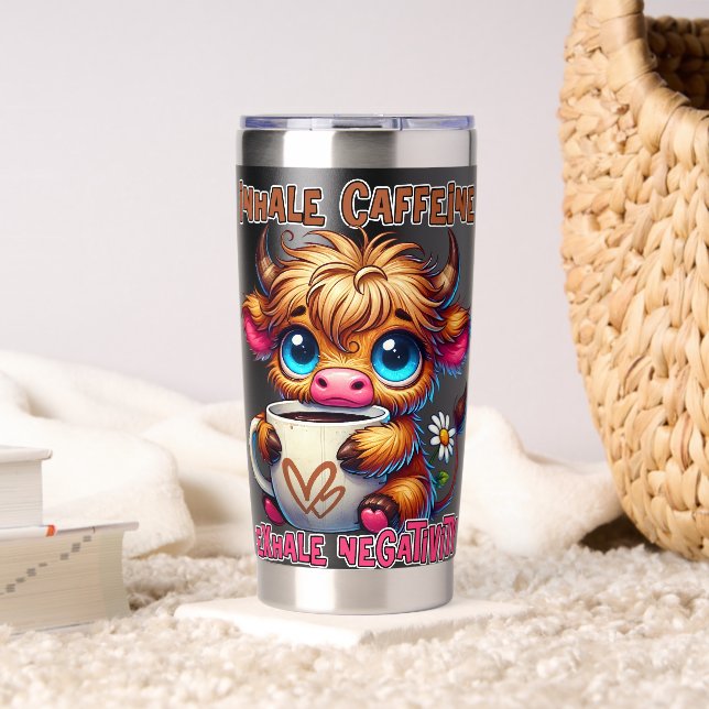 Botella Aislada Inhale Caffeine Exhale Negativity  (Sala de estar (girado))