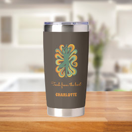 Botella Aislada Instructor de yoga remolinos retro nombre cita tau