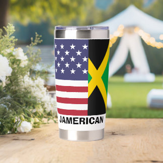 Botella Aislada Jamericano , bandera estadounidense jamaicana ,4 d