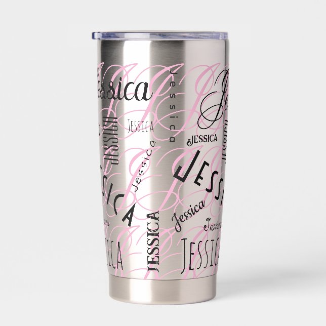 Botella Aislada Jessica Custom Name Black Pink (Derecha)