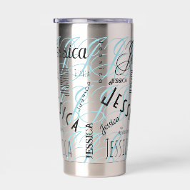 Botella Aislada Jessica Nombre Personalizado Azul Negro 