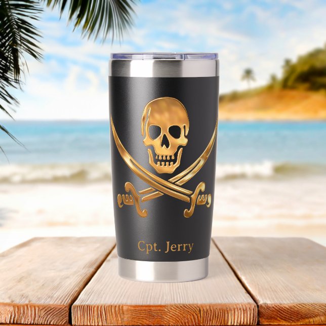 Botella Aislada Jolly Roger Pirate Gold Custom (Playa (girada))