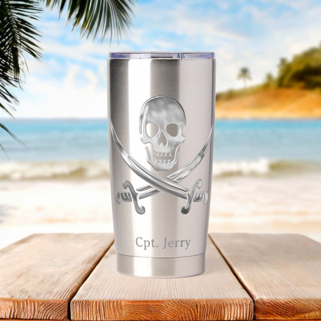 Botella Aislada Jolly Roger Pirate Silver Custom (Playa (girada))