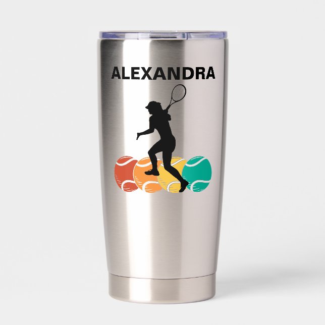 Botella Aislada Jugador de tenis Chica, Chica de tenis Cumpleaños (Frente)