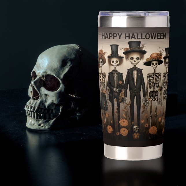Botella Aislada La familia de Skeleton feliz Halloween (Subido por el creador)