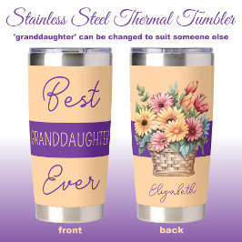 Botella Aislada La nieta mejor naranja de flores de gerbera