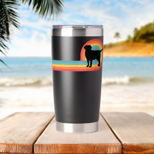 Botella Aislada Labrador Lab 70s Retro Arcoíris Dueño de Perro Mas