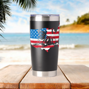 Botella Aislada Labrador Retriever Bandera Americana Patriótico La
