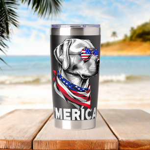 Botella Aislada Labrador Retriever Perro Merica Patriótico 4 De Ju