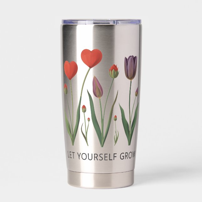 Botella Aislada Let Yourself Grow Floral Heart Tulips Art (Frente)