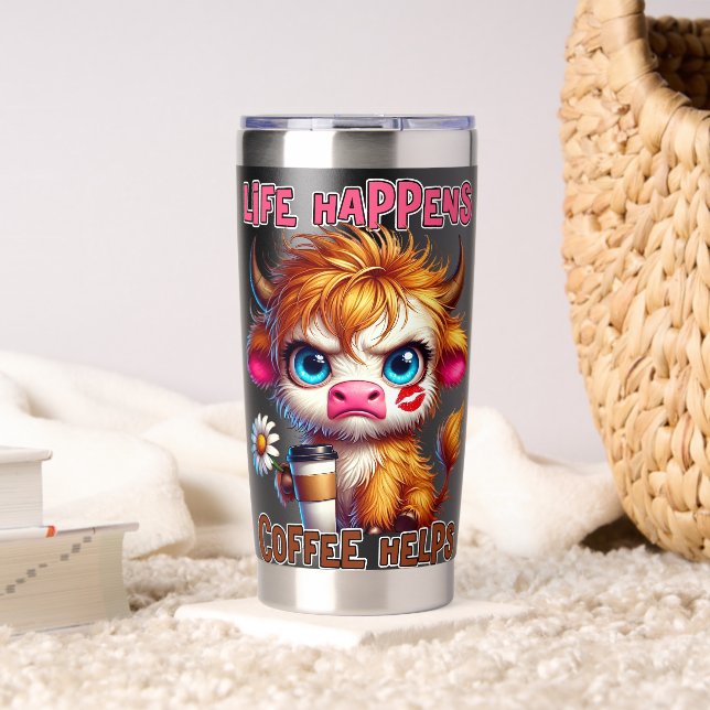 Botella Aislada Life Happens Coffee Helps  (Sala de estar (girado))