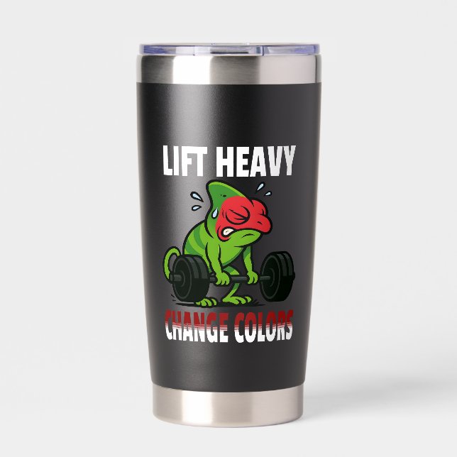Botella Aislada Lift Heavy Change Colors – Funny Chameleon Gym (Frente)