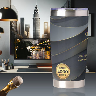 Botella Aislada Logotipo de personalizado Gray Gold Business