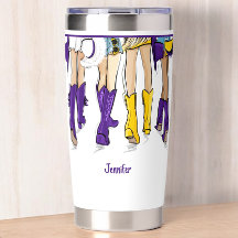 Louisiana Ladies Moda Cowboy Boot Purple Yellow