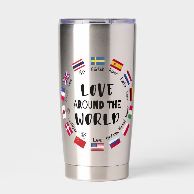 Botella Aislada Love Around the World Languages  (Frente)