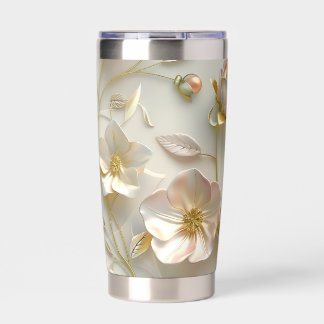 Botella Aislada Lujo 3D Relieve Floral Oro Foil Elegante 