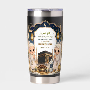 Botella Aislada Lujo Hajj Mubarak Chibi Niños Dibujos Animados