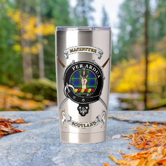 Botella Aislada MacIntyre Clan Badge Tartan & Swords