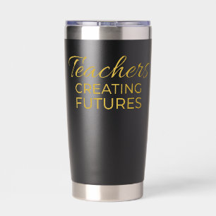 Botella Aislada Maestros Creando Futuros Oro Negro Motivacional