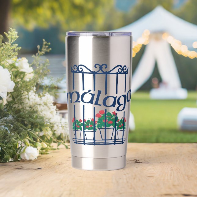 Botella Aislada Malaga, window with flowers (Boda (girado))