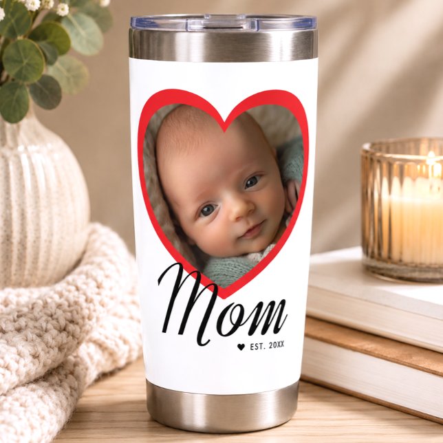 Botella Aislada Mamá Estableció Corazón Rojo Foto Blanca (Subido por el creador)