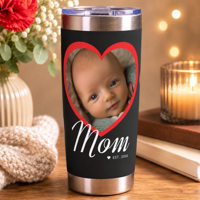 Botella Aislada Mamá Estableció Corazón Rojo Foto Negra (Subido por el creador)