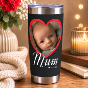 Botella Aislada Mamá Estableció Corazón Rojo Foto Negro