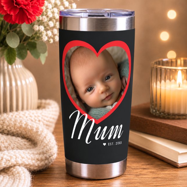 Botella Aislada Mamá Estableció Corazón Rojo Foto Negro (Subido por el creador)